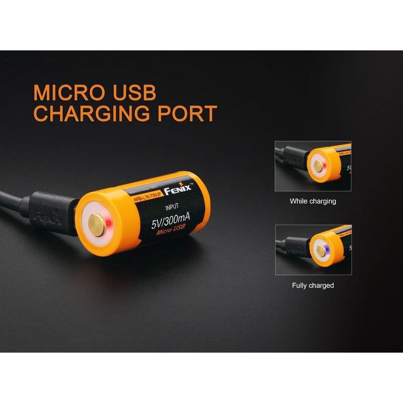 CHÍNH HÃNG PHÂN PHỐI - (01 viên) Pin sạc Fenix 16340 - ARB-L16-700UP - 700 mAh (tích hợp sạc Micro USB trên thân pin)