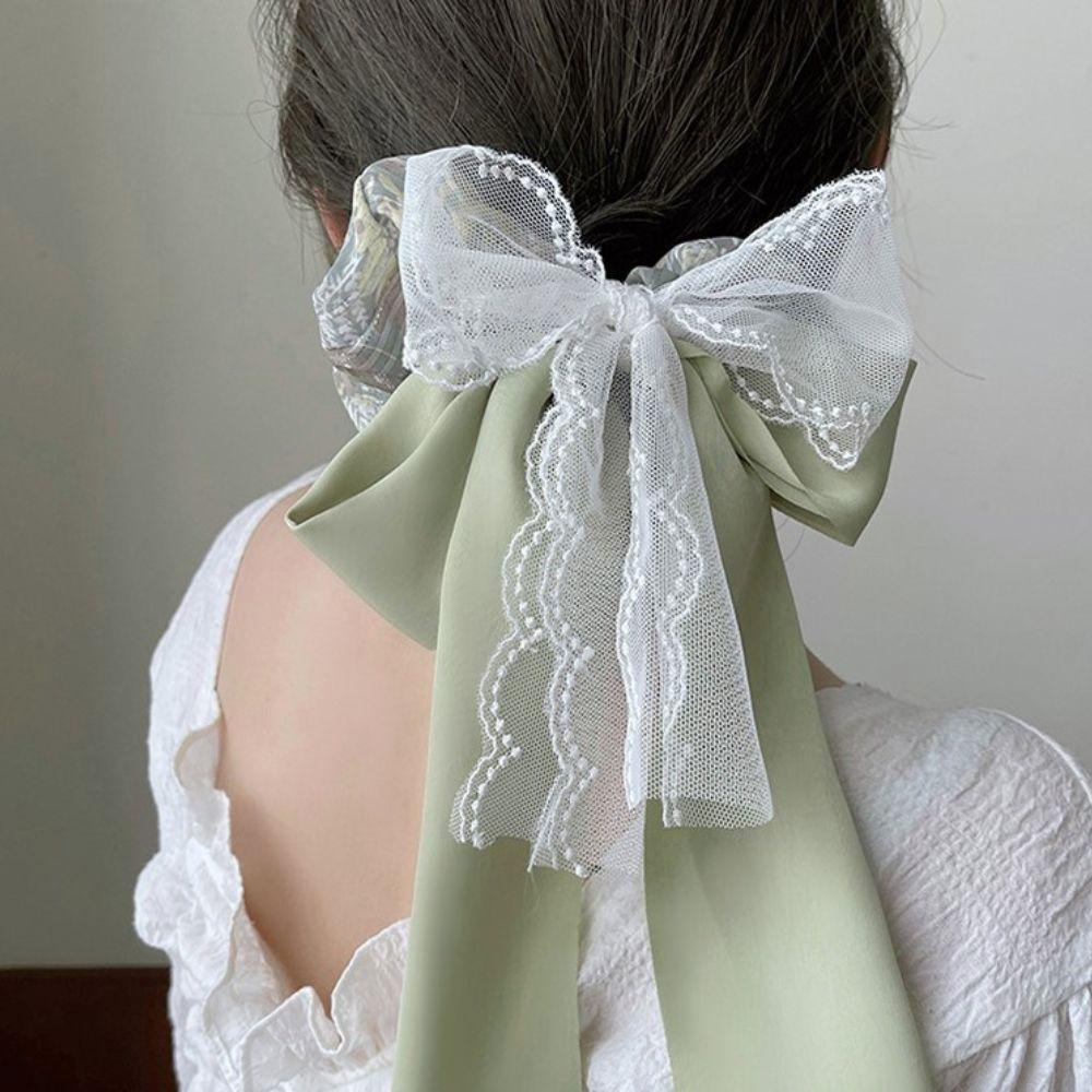 Dây Cột Tóc Màu Xanh Lá Bản Lớn Thời Trang Cho Nữ