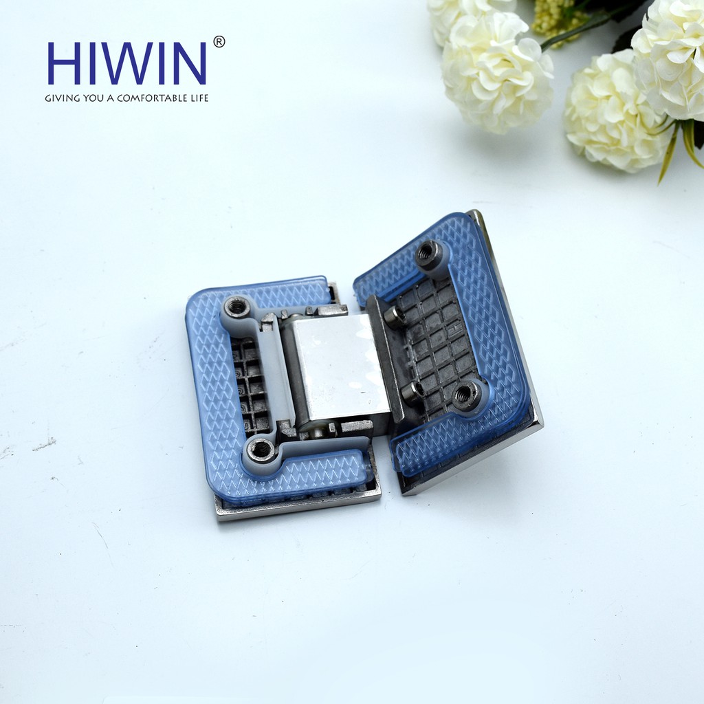 Bản lề cabin tắm kính 135 độ lệch cạnh thẳng inox 304 mặt gương Hiwin HG-010