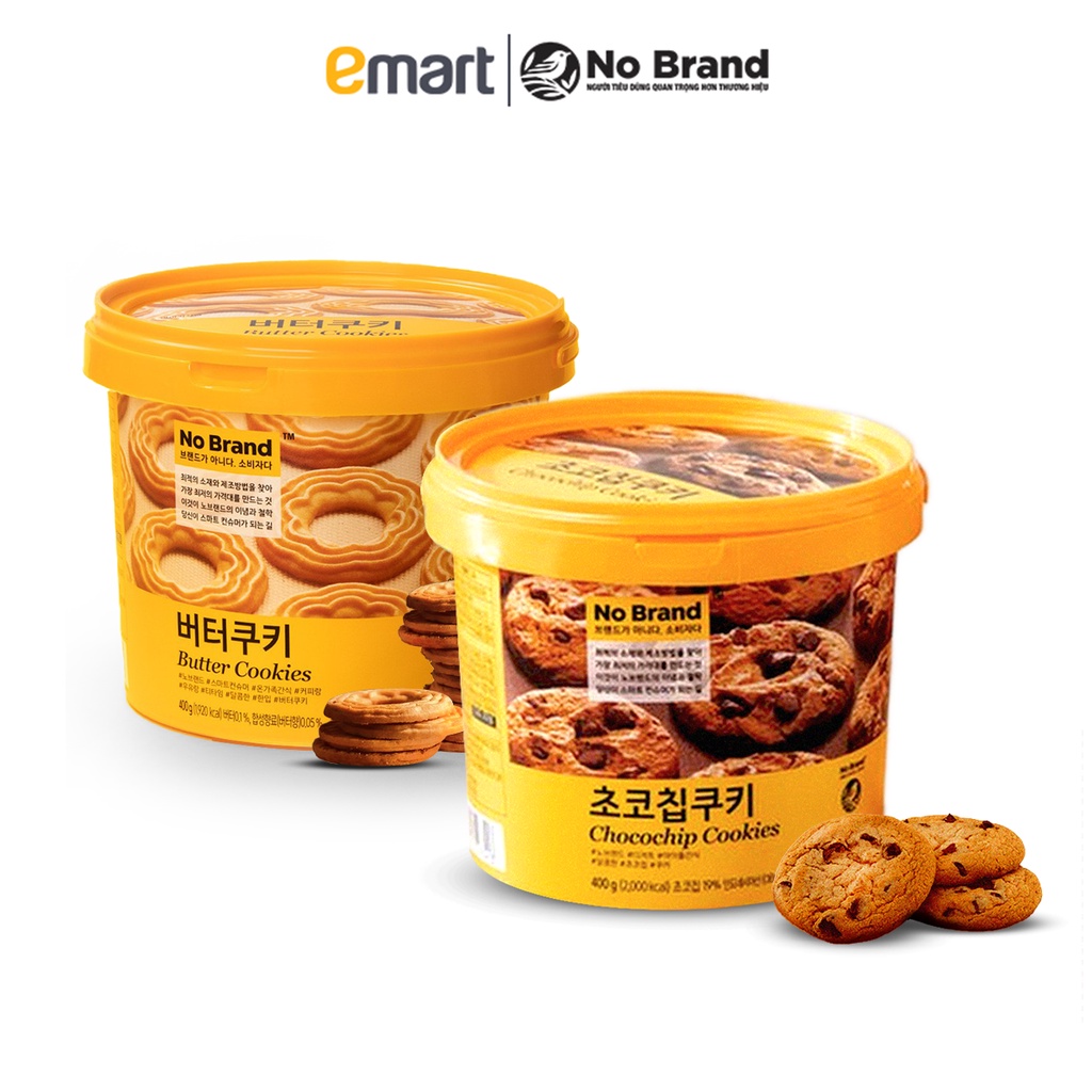 [Combo] Bộ 2 Bánh Quy Xô Chocochip + Bánh Quy Bơ No Brand Hàn Quốc 400g - Emart VN