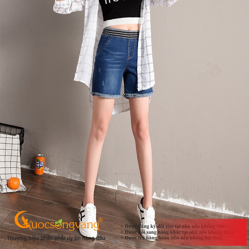 Quần short jean lưng cao quần short lưng thun GLQ123 Cuocsongvang