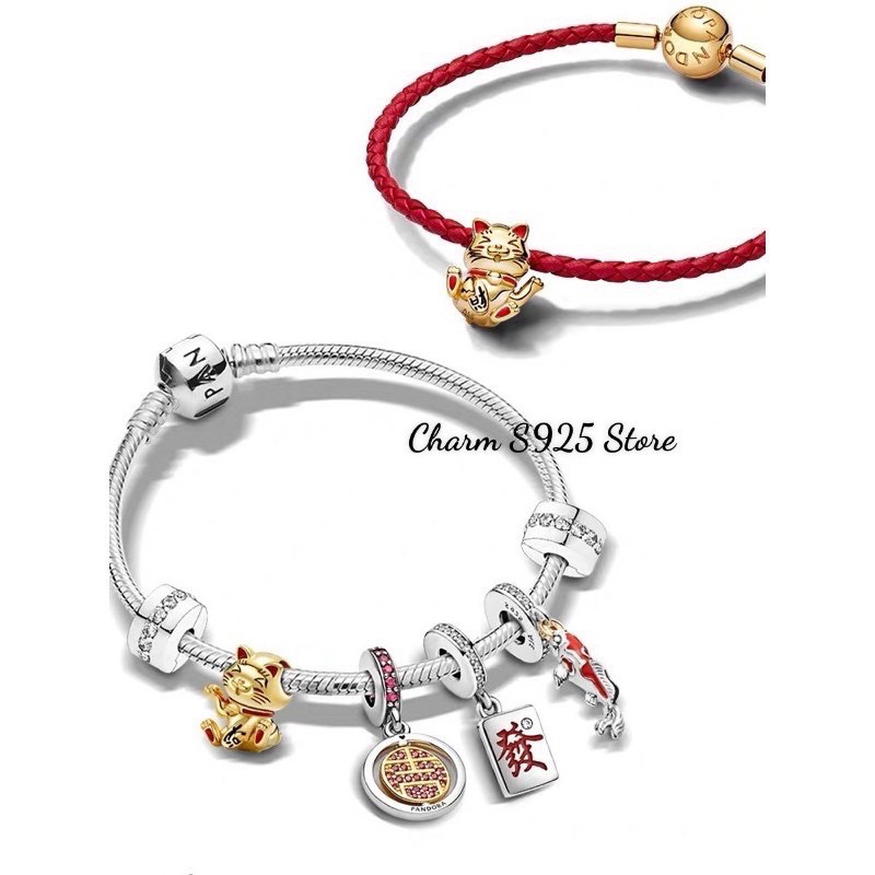 Charm pan mèo thần tài may mắn bạc s925 bộ sưu tập 2021