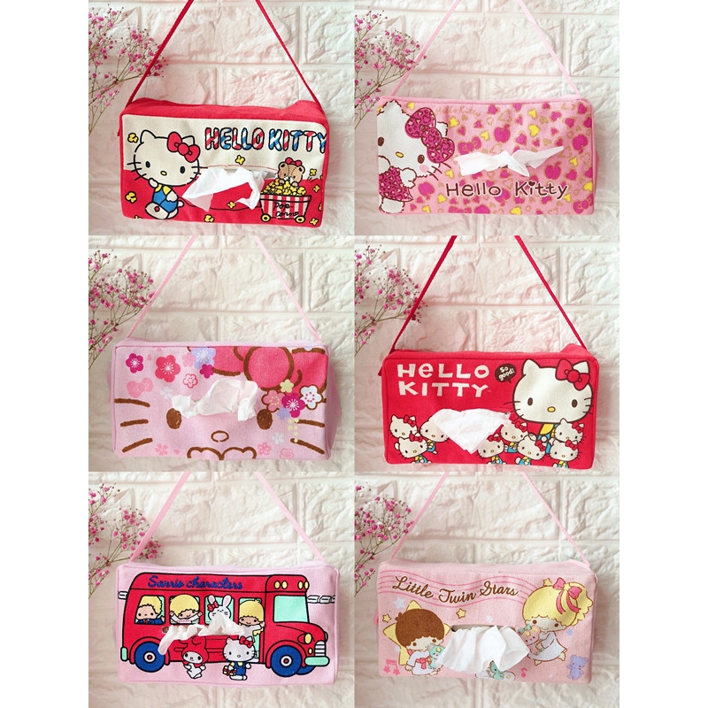 Hộp Đựng Khăn Giấy Họa Tiết Hoạt Hình Snoopy Hello Kitty Treo Sau Ghế Xe Hơi Ốp