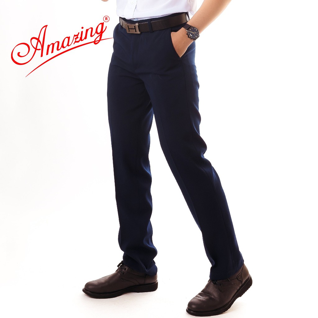 Quần tây âu Amazing form body Hàn Quốc, ống côn, chất liệu co giãn, đồng phục học sinh màu đen và xanh đen | BigBuy360 - bigbuy360.vn