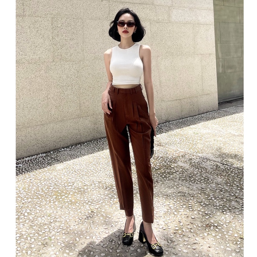 Quần tây dáng baggy xếp ly , Peace House Clothing