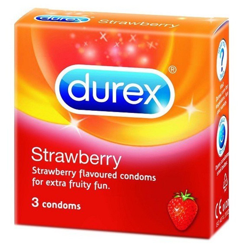 Hộp 3 bao cao su mùi dâu Durex Strawberry 3S (Thái Lan)