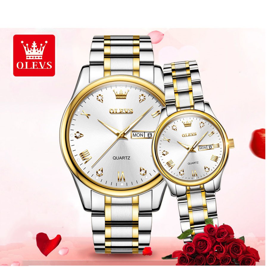 Đồng Hồ Cặp Đôi Nam Nữ Chính Hãng Olevs, Đồng Hồ Đôi Cao Cấp FullBox, Dây Thép Không Gỉ, Chống Nước,Chống Trầy Xước Tốt.