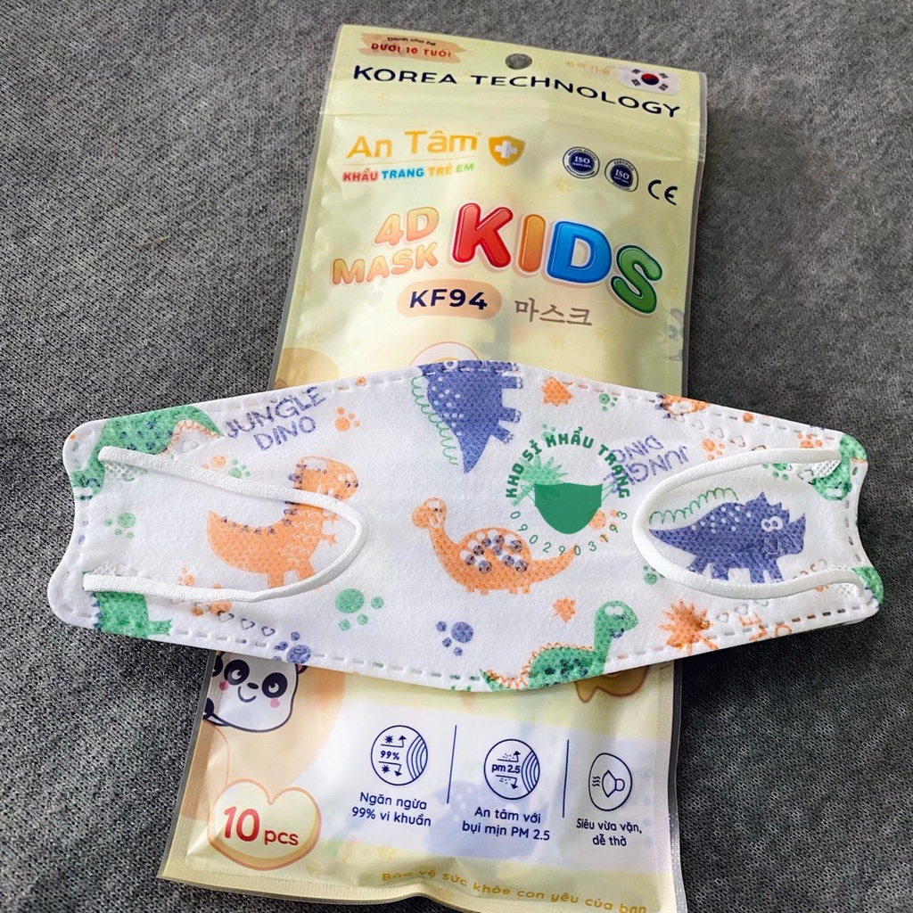 Khẩu trang 4d kid an tâm cho bé 3-8 tuổi túi 10 cái - ảnh sản phẩm 7