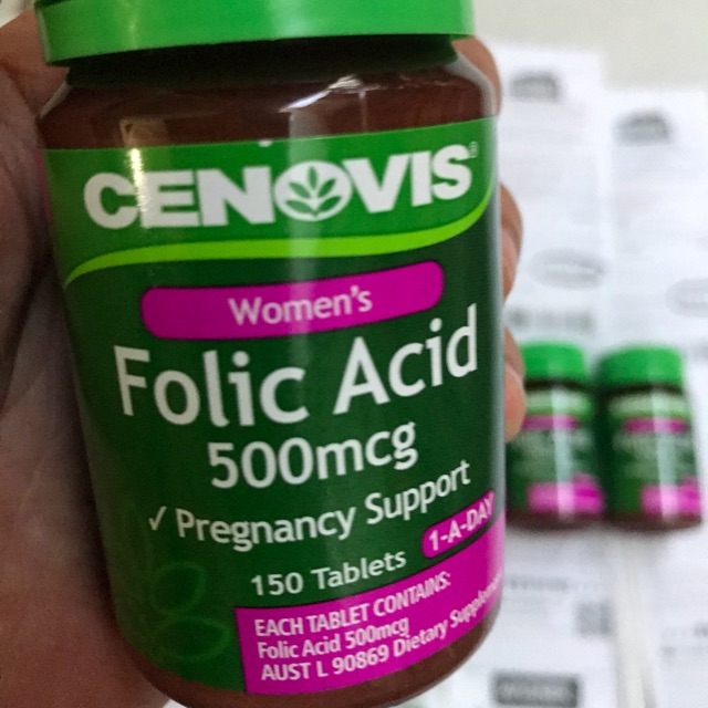 Viên Bổ Sung Axit Folic Cho Bà Bầu - Cenovis Folic Acid 500mcg 150 Viên