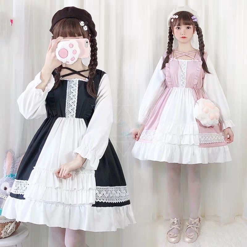 [có sẵn] Đầm / Váy Lolita OP hồng baby