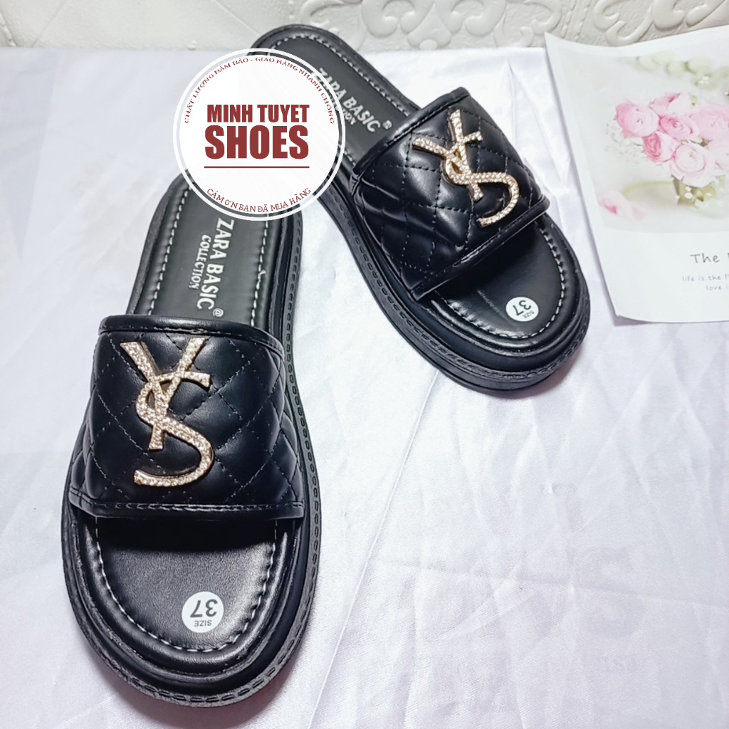 Dép bánh mì quai ngang bản rộng chữ YS đế cao tôn dáng phong cách hàn quốc ulzzang mã DYS MINHTUYETSHOES
