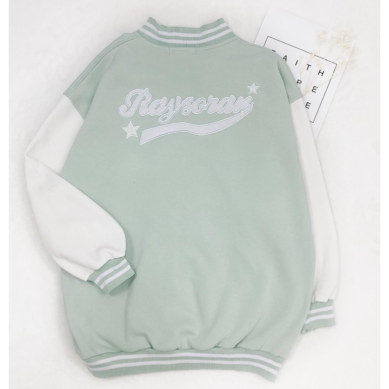 [Mã FATHANG5 giảm 10K đơn 50K] Áo Khoác Bomber Jemcloset FACE &amp; Ray Tay Dài Form Rộng Ulzzang ( hình thật + 2 màu )