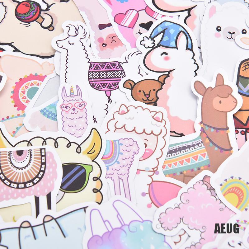 Bộ 50 Sticker Hình Lạc Đà Alpaca Dễ Thương Dùng Trang Trí Laptop Ván Trượt