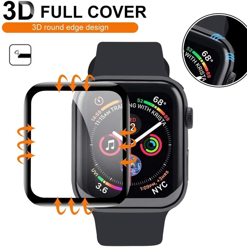 Kính Cường Lực 3D 40mm / 44mm Chống Nước Bảo Vệ Màn Hình Đồng Hồ Apple Watch 6