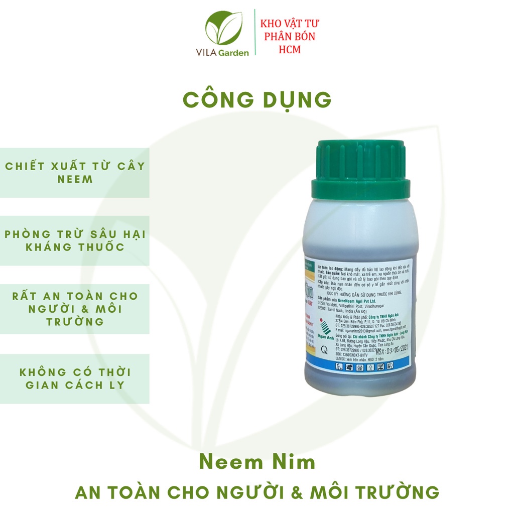 Dầu Neem Nim hữu cơ bảo vệ các loại cây trồng ( 100ml/chai )