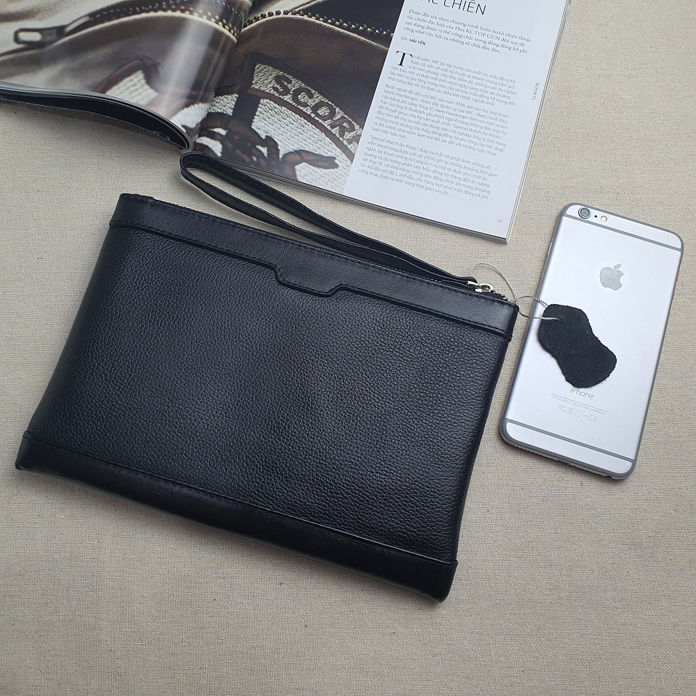 [Da thật] Ví Clutch Da Nam Cầm Tay, Ví Công Sở Da Bò Vân Mill - CL127 - Bảo Hành 3 Năm | BigBuy360 - bigbuy360.vn