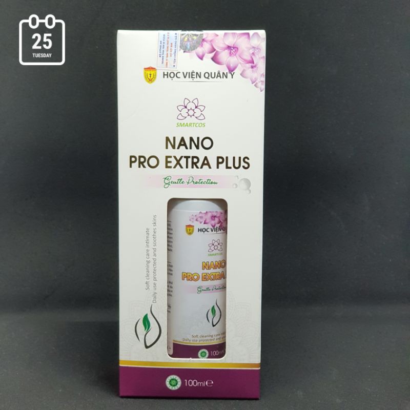Dung dịch vệ sinh nữ Nano pro extra Plus học viện quân y tặng chai chiết 30ml