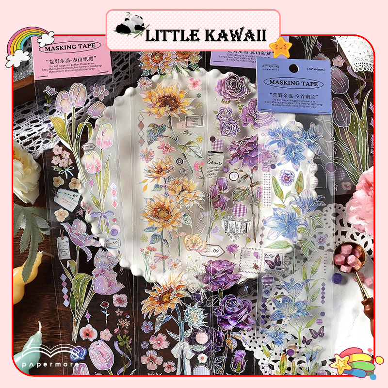 Masking tape kiêm sticker hoa flower trang trí phong cách vintage