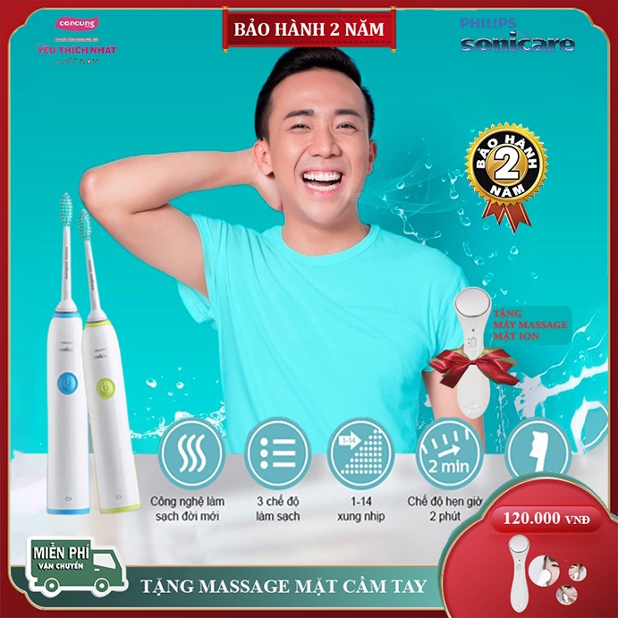 Bàn chải đánh răng, bàn chải đánh răng điện tự động Philips Soniccare 6 chế độ làm sạch chống nước an toàn hiệu quả