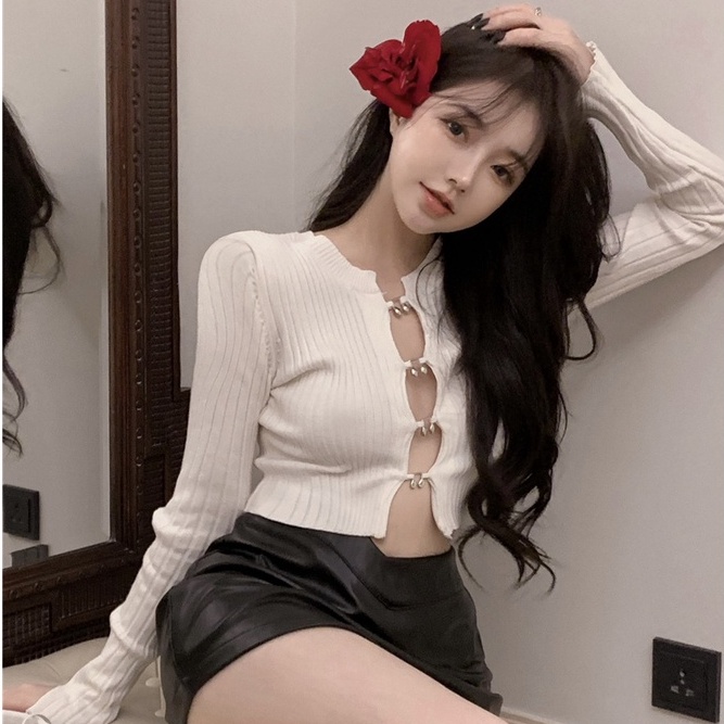 Áo cardigan Dệt Kim Ngắn Dáng Ôm Thời Trang Hàn Quốc Gợi Cảm Cho Nữ