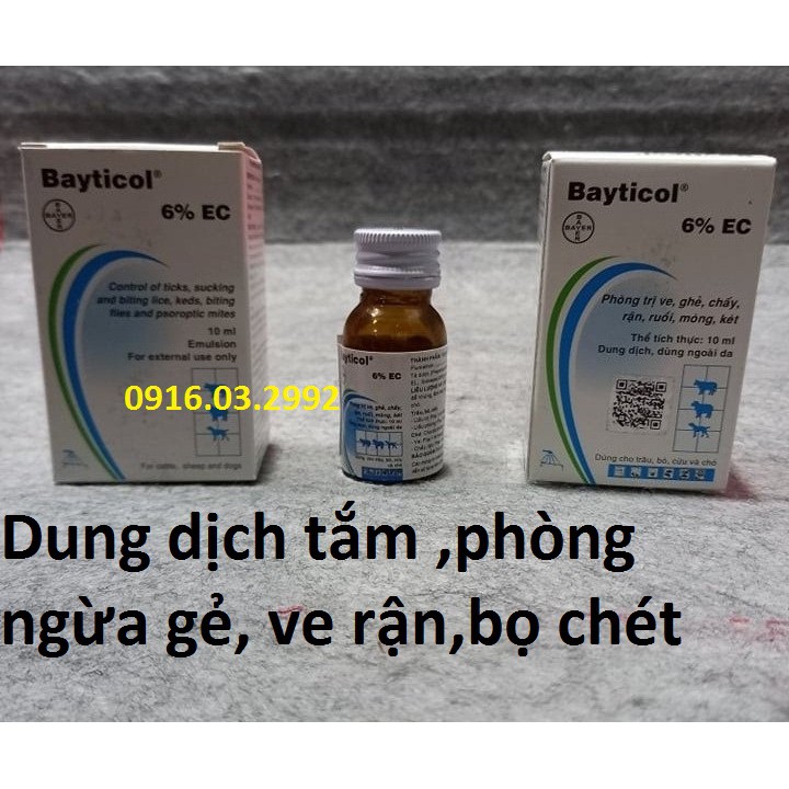 Pha nước tắm, phun xịt ghẻ, ve rận cho chó mèo Bayticol