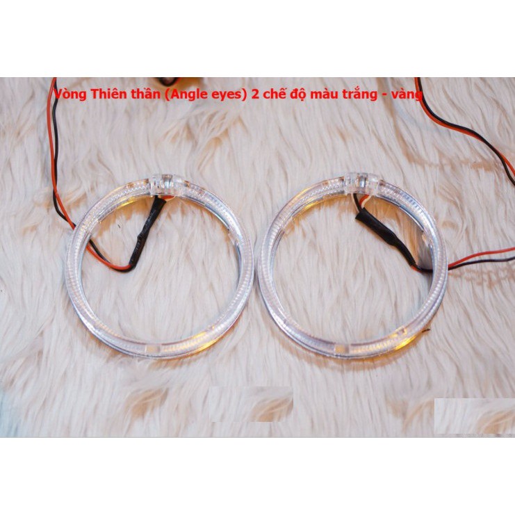 Vòng thiên thần led trang trí viền ngoài độ đèn bi cầu 2 chế độ demi trắng và xi nhan vàng Angle Eyes