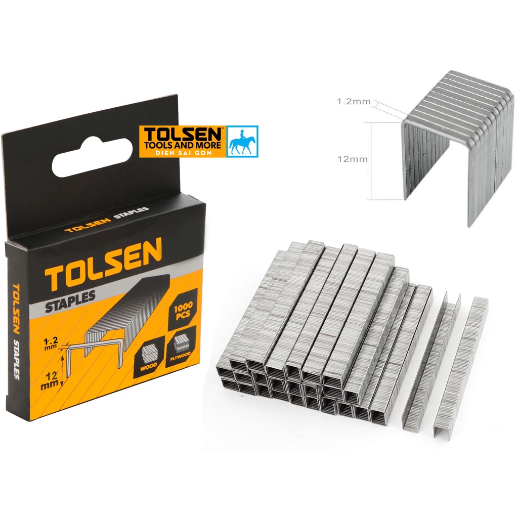 Hộp 1000 đinh ghim chữ U bấm gỗ nhựa bằng thép cứng 1.2mm cao 12mm TOLSEN 43030