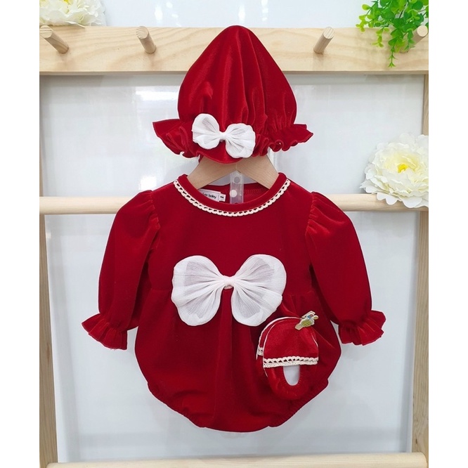 Body đỏ nhung cho bé - Body cho bé đi chơi Noel, Tết