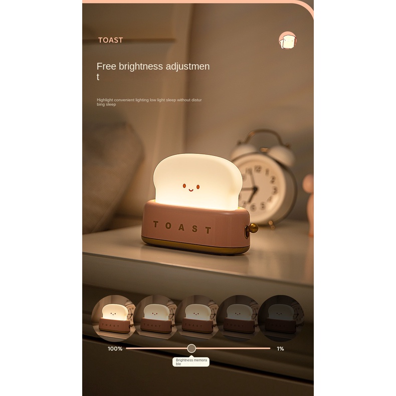 Đèn Ngủ Hình Bánh Mì Nướng Sáng Tạo Có Hẹn Giờ