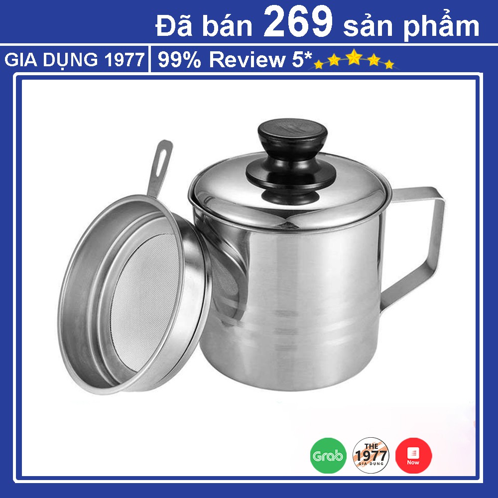 Ca lọc dầu ăn bằng INOX không gỉ an toàn cho sức khỏe, ca lọc dầu ăn nhỏ gọn tiện lợi tiết kiệm dầu đã sử dụng