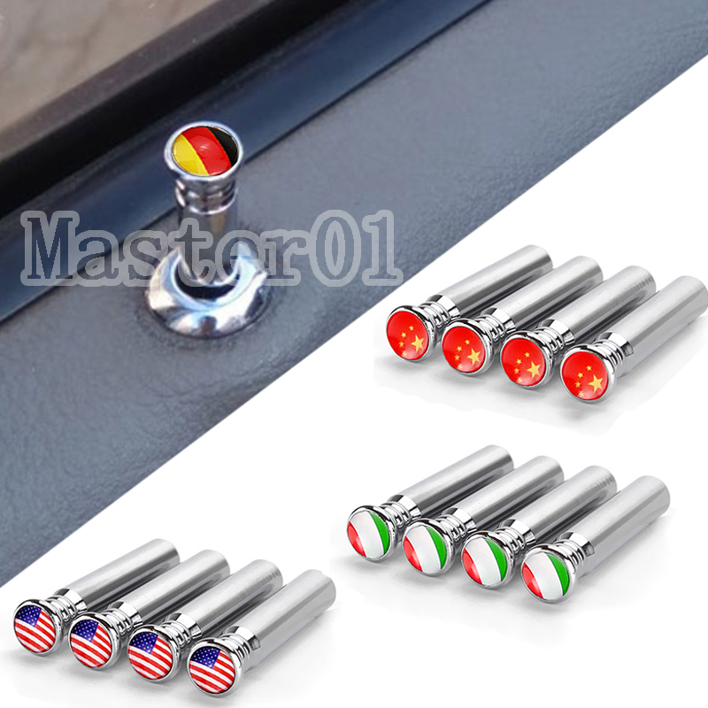 Bộ 4 Phụ Kiện Vỏ Bọc Chốt Khóa Cửa An Toàn Bên Trong Xe Hơi Hình Lá Cờ Nước Pháp/Mỹ