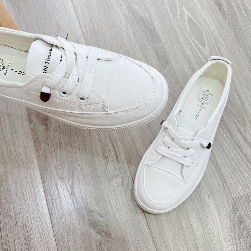 Giày thể thao , giày slipon nữ màu trắng không cần buộc dây FULLBOX