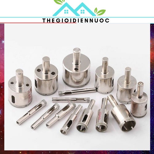 Combo 1 bộ 13 mũi khoan kính đầy đủ size từ 6mm-60mm loại cao cấp, mũi khoan gạch men, đá hoa cương, mũi khoan đa năng