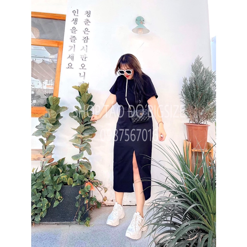 Set áo thun phối chân váy xẻ tà #bigsize 60-90kg