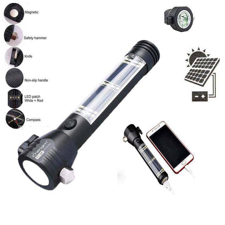 [HCM] Đèn pin siêu sáng 11 chức năng SOLAR FLASHLIGHT