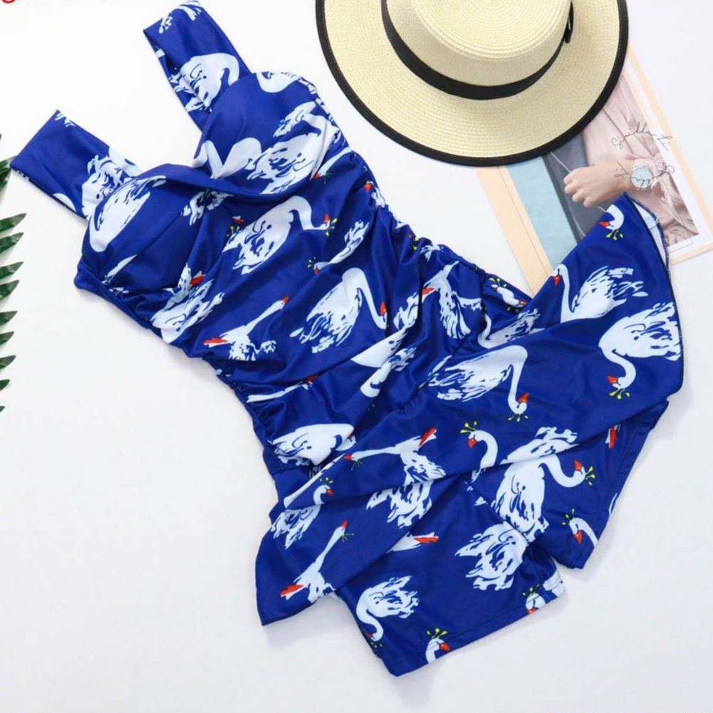 Đồ bơi nữ, bikini 1 mảnh 2 dây họa tiết thiên nga mùa hè chất liệu Lycra cao cấp co giãn không ngấm nước BM63 | BigBuy360 - bigbuy360.vn