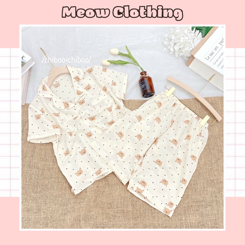 Đồ Bộ Mặc Nhà, Bộ Ngủ Nữ, Pijama Tay Ngắn Quần Lửng Đũi Xốp Hàn Freesize