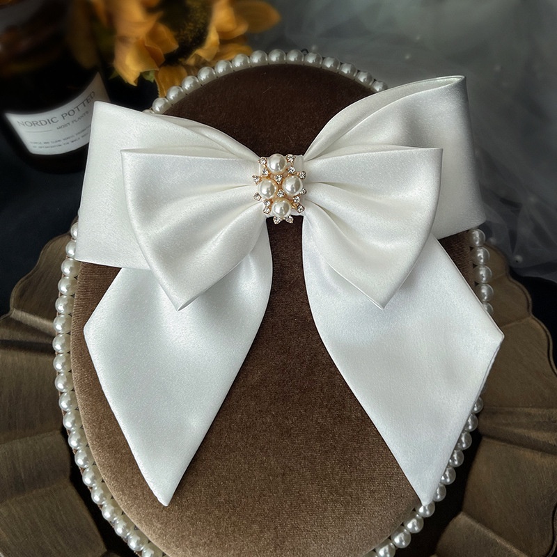 Kẹp Tóc Nơ Lớn Bằng Satin Sang Trọng Cho Cô Dâu