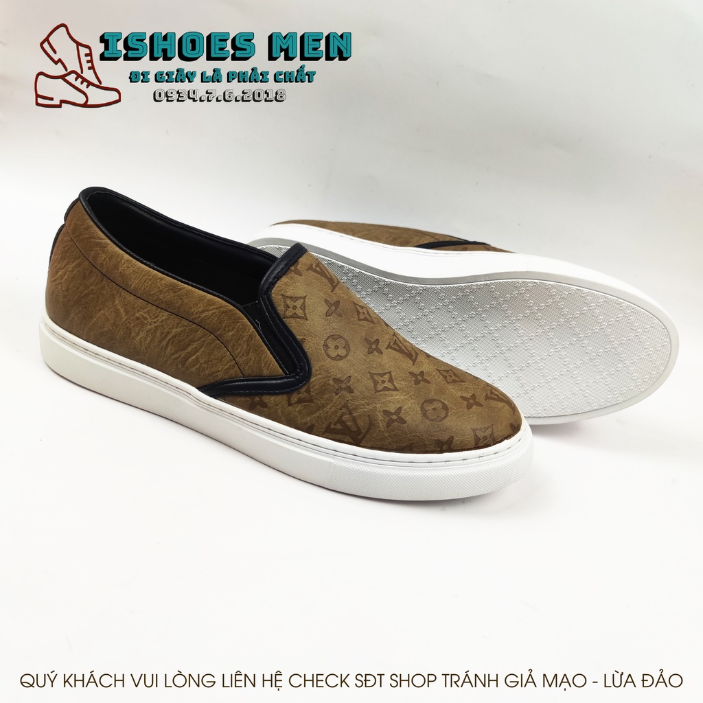 Giày Lười Nam, Giày Slip On LV Nam Da Bò Xịn Đế Kếp Hot Nhất Năm 2022