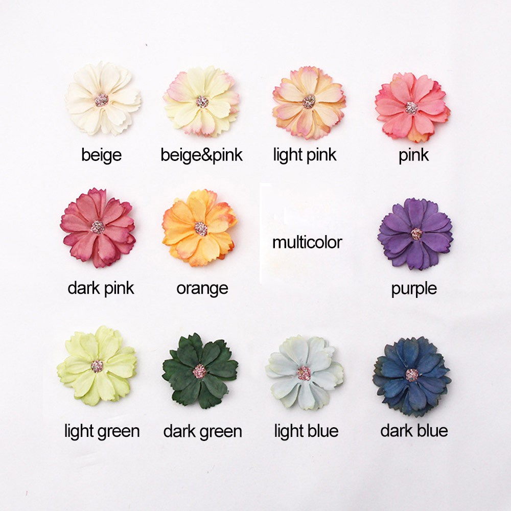 Set 50 Bông Hoa Cúc Giả Bằng Lụa 4.5cm Nhiều Màu Trang Trí Sổ Tay / Đồ Thủ Công Diy