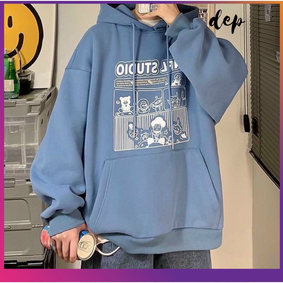 Áo Khoác Hoodie Chất Nỉ Pe Mịn, Áo Khoác Nỉ Hoodie Đen Trắng Xanh, Mã K14490 Dày Hai Lớp Có Túi