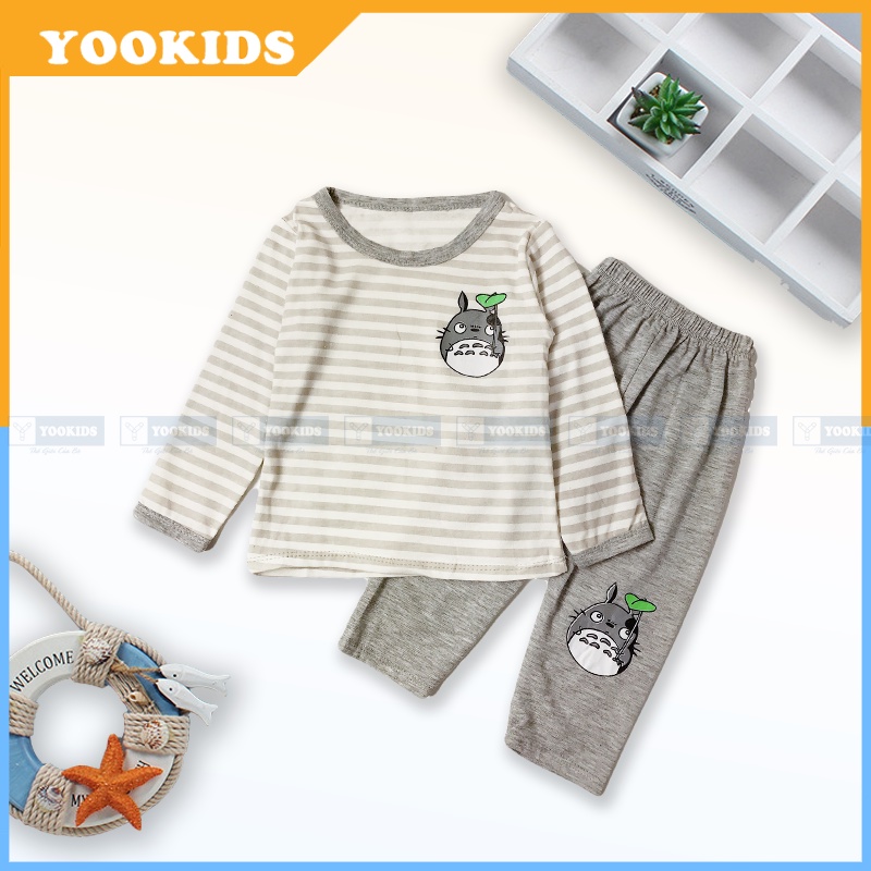 Bộ thu đông cho bé YOOKIDS hoạt tiết kẻ sọc chất cotton co giãn 4 chiều, Đồ bộ cho bé trai bé gái 1 2 3 4 5 tuổi