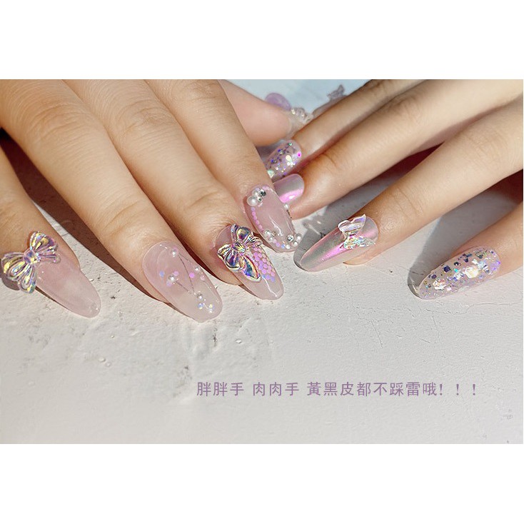 Nơ Bướm Pha Lê Hologarm Trắng Cầu Vòng NZ05