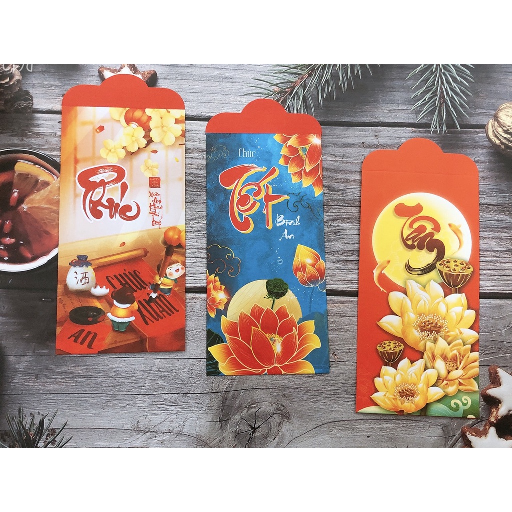 Bao lì xì tết 2023 màu đỏ - nhiều lớp – 6 bao – bao lì xì 2023 tết mang lại may mắn cho gia chủ – MIYABI STORE