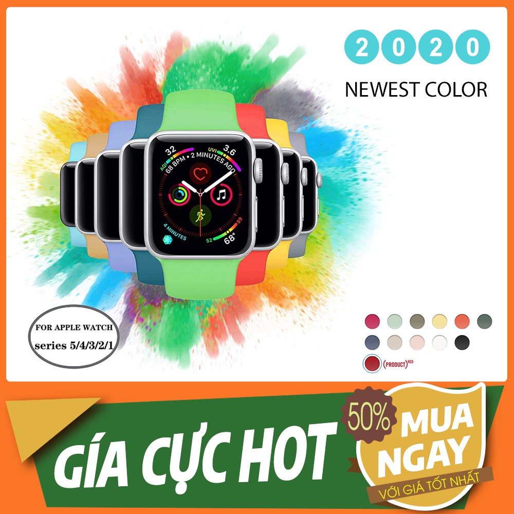 [Màu mới HOT TREND] Dây Apple Watch Cao Su đủ màu cho series 5/4/3/2/1 [Apple Watch 38|40|42|44]