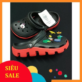 Dép cross cá sục màu đen đế răng cưa tặng 12 stick + hộp