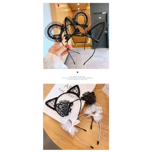 Bờm tóc tai mèo sexy cosplay màu đen vải ren dành cho nữ