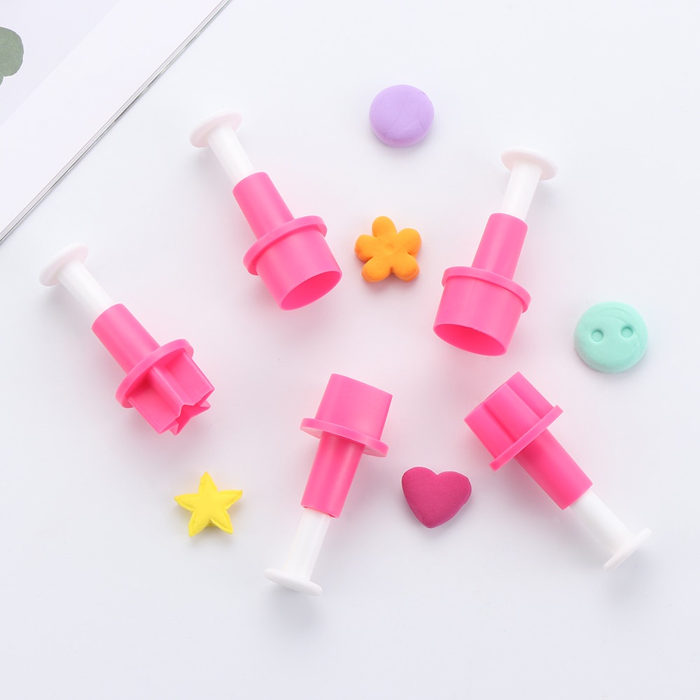 Set 5 Khuôn Cắt Bánh Quy Tạo Hình Nút Áo Ngôi Sao / Trái Tim / Hoa Mận Trang Trí Bánh Kem