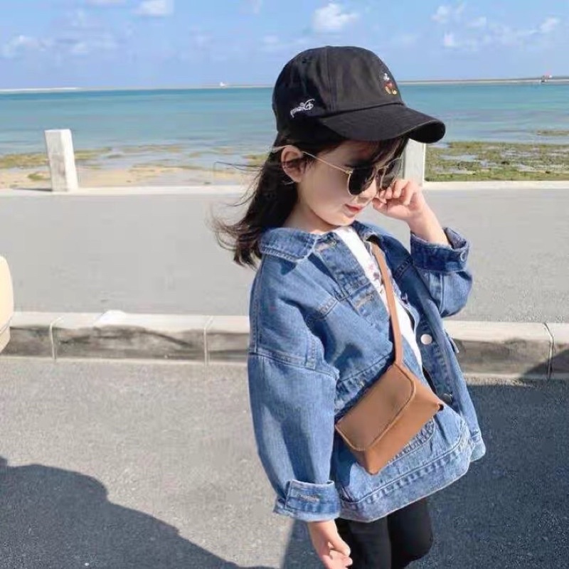 Áo Jeans Khoác Ngoài  Phong Cach Han Quoc Cho Bé  Trai Và  Be Gái  Mặc  Siêu Xinh -A02