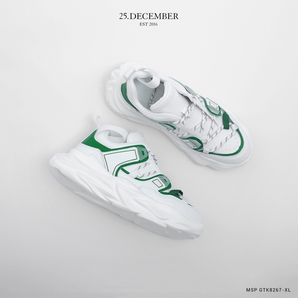 Giày da nam, phối màu xanh trắng, phom dáng đẹp đế giày tăng chiều cao - 25.December mã GTK8267